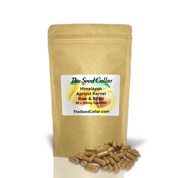 Apricot Kernel Capsules - Pure Powder, Each Capsule Contains 50mg Vitamin B17 - 500mg x 90 Capsules